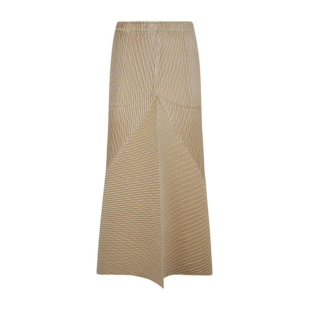 Issey Miyake Suede Plooien Rok Beige Dames
