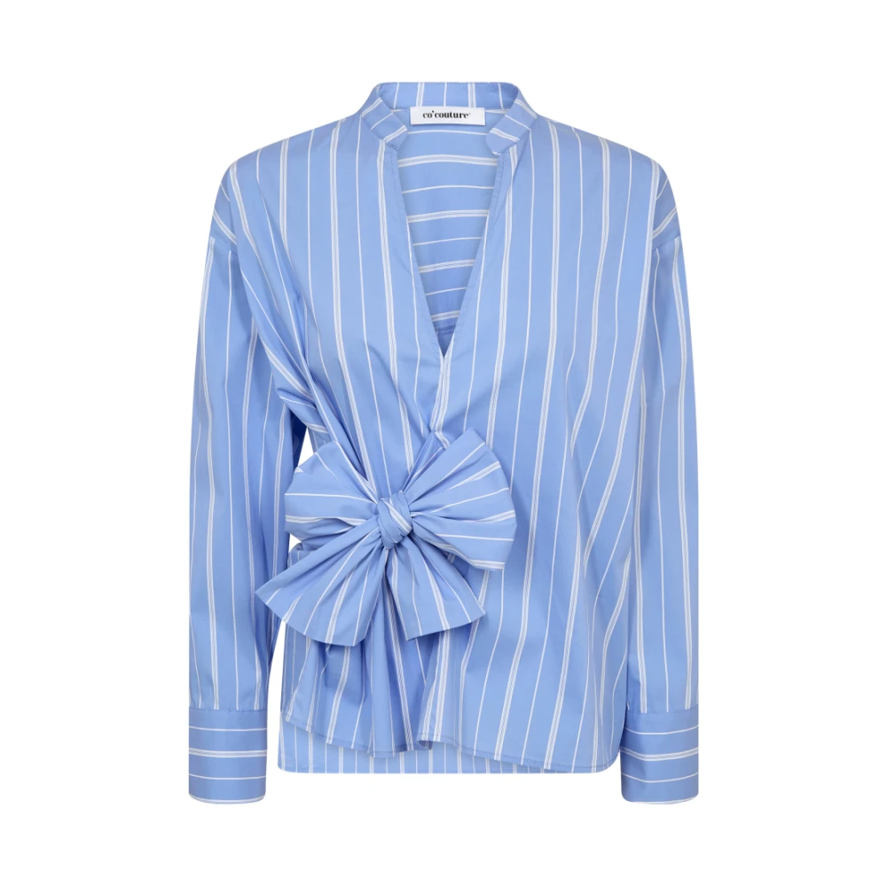 Co'Couture Blå Randig Slips V Blus Blue, Dam