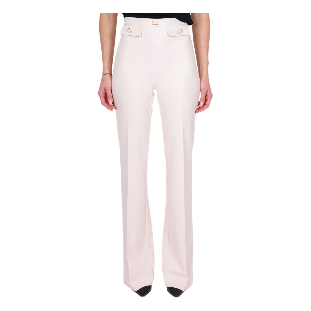 Elisabetta Franchi Boter Crepe Flare Broek Beige Dames