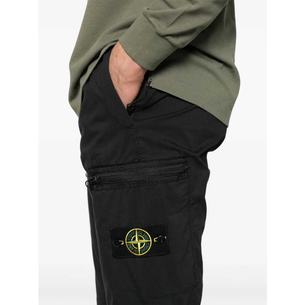 Stone Island Zwarte Nylon Cargo Broek Black Heren