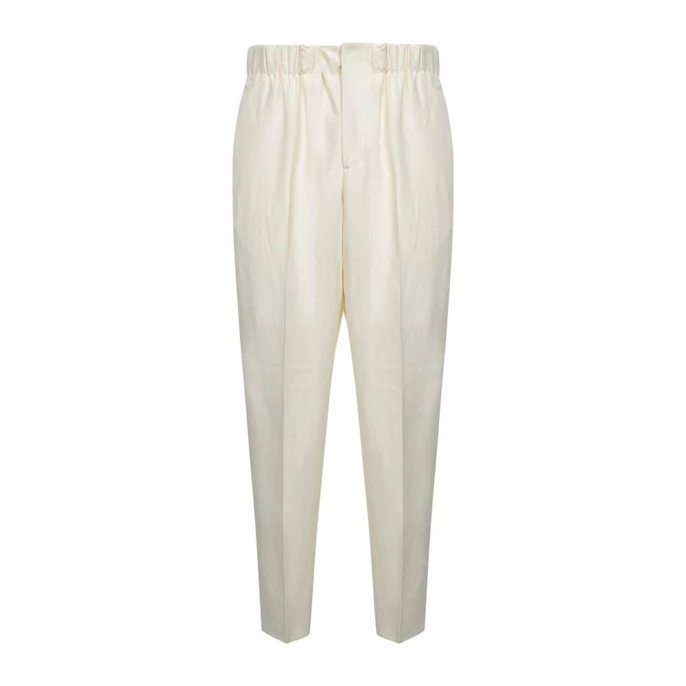 Laneus Men's Beige Slim-Fit Trousers, M, Linen And Viscose Slim Fit Trousers