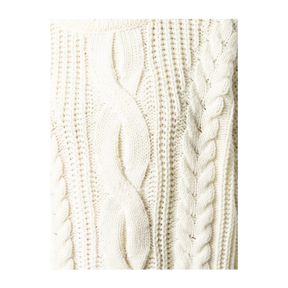 Circus Hotel Chunky Gebreide Wollen Trui Beige Dames