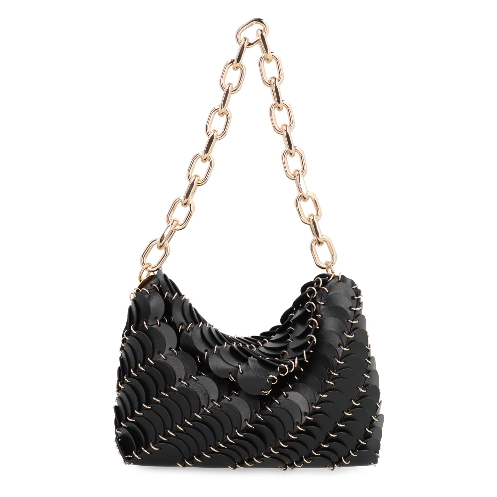 Paco Rabanne Leren schoudertas met kettinghengsel Black Dames