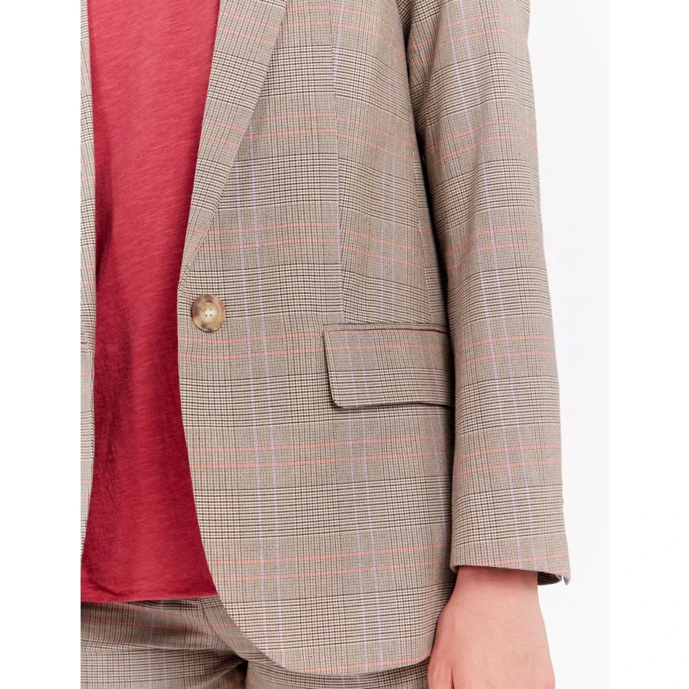 Ines De La Fressange Paris Bruin geruite jas Multicolor Dames