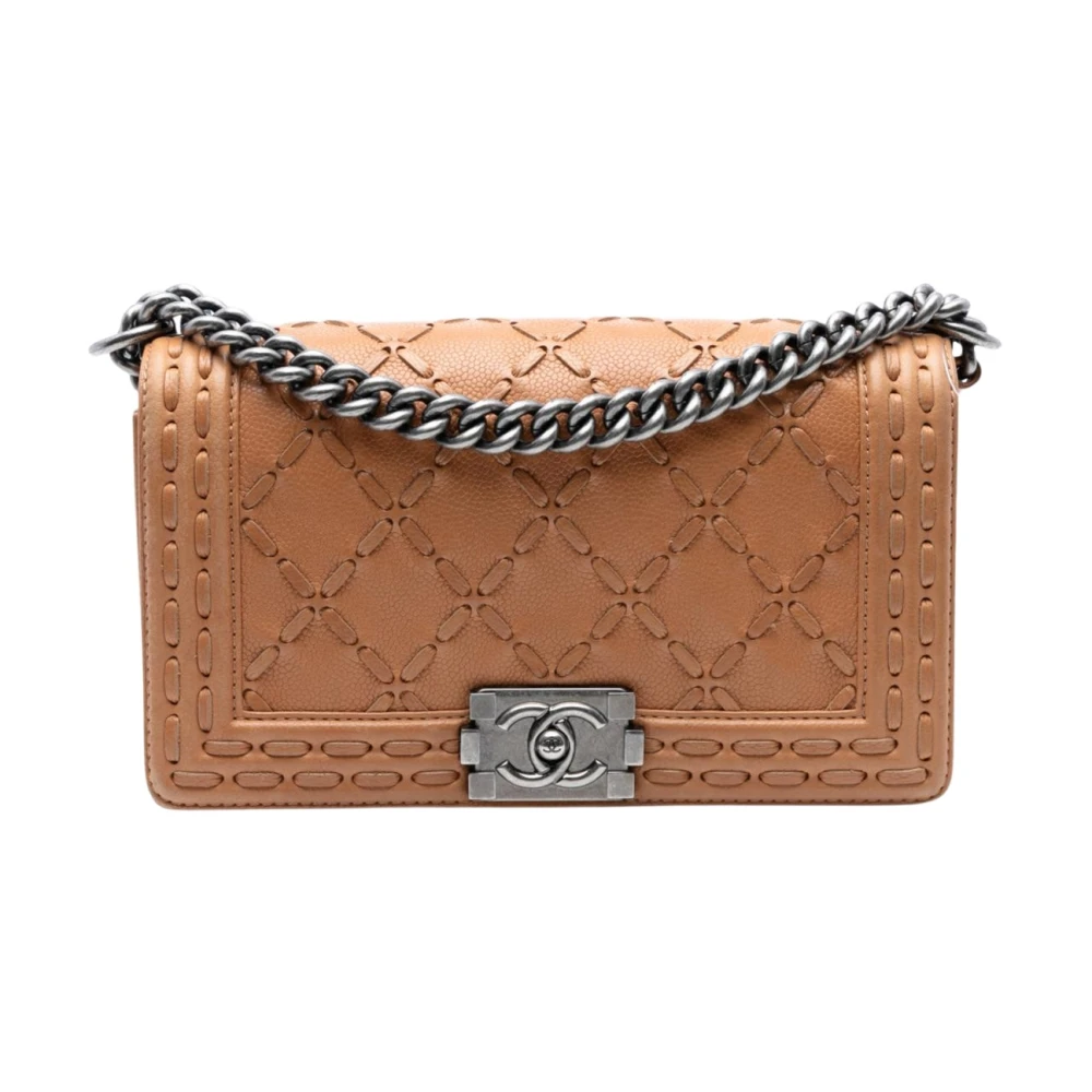 Chanel Vintage Women's Brown Vintage Cross Body Bags, One Size, Pre-Owned Chain Flap Bag