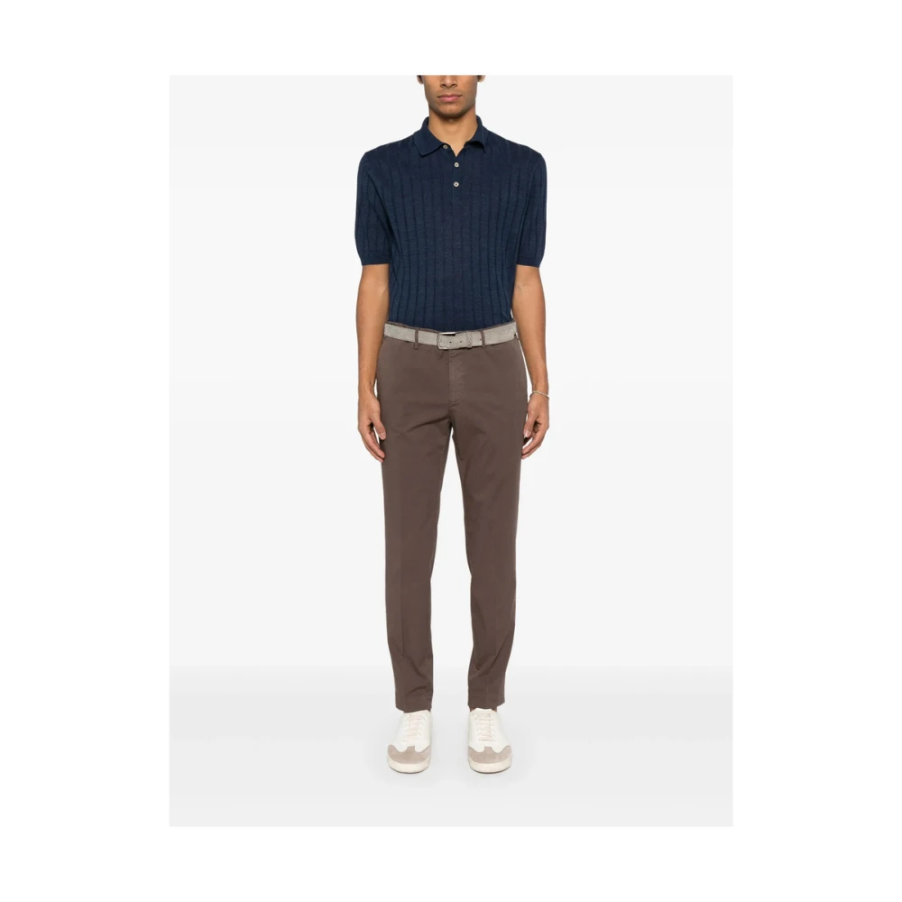 Incotex Bruine Broek met Rits en Knoopsluiting Brown Heren