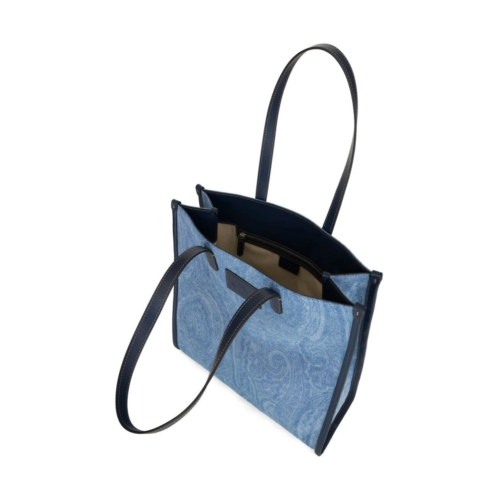ETRO Denim Shopper met Amebas Patroon Blue Heren