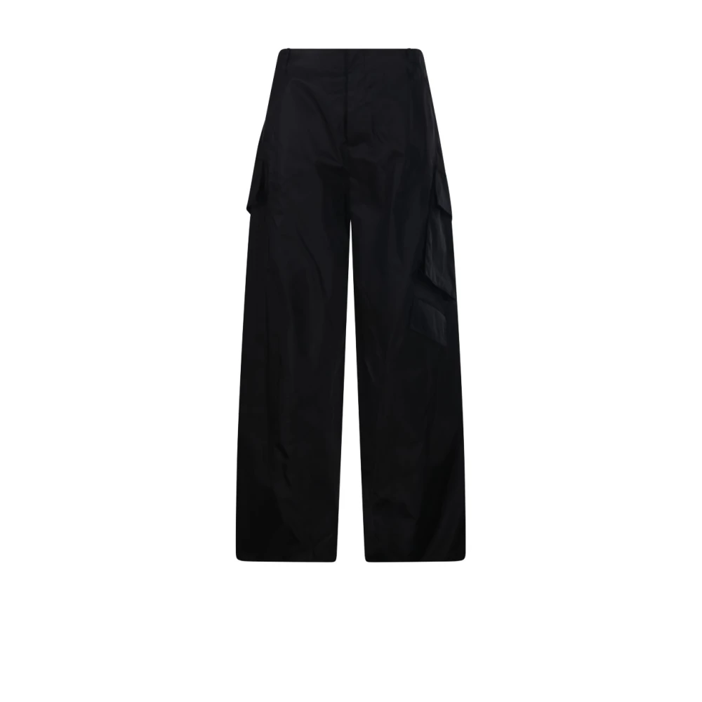 Alaïa Black Wide Trousers, Female, Xs, Taffeta Cargo Trousers