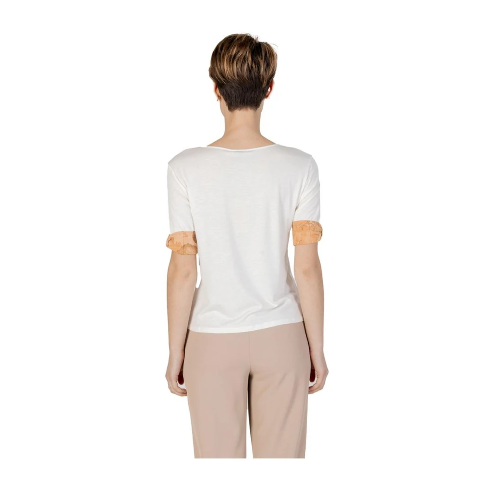 Alviero Martini 1a Classe Beige Viscose Blend T-Shirt Dames Collectie White Dames