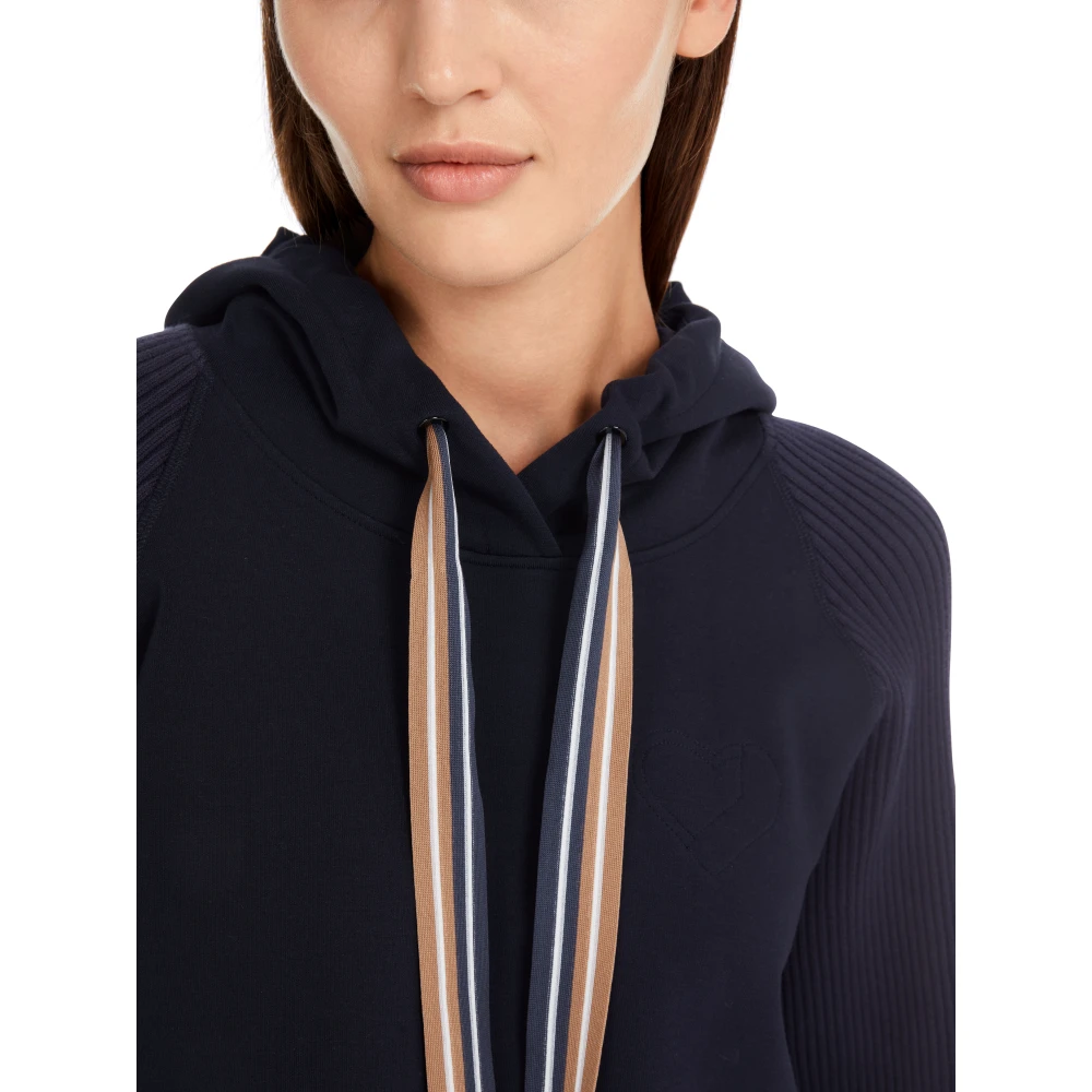 Marc Cain Elegant A-Line Hooded Sweatshirt Blue Dames