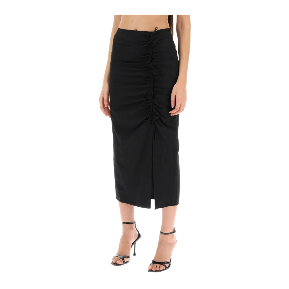 Ganni Midi Rok met Sierlijke Strikken Black Dames