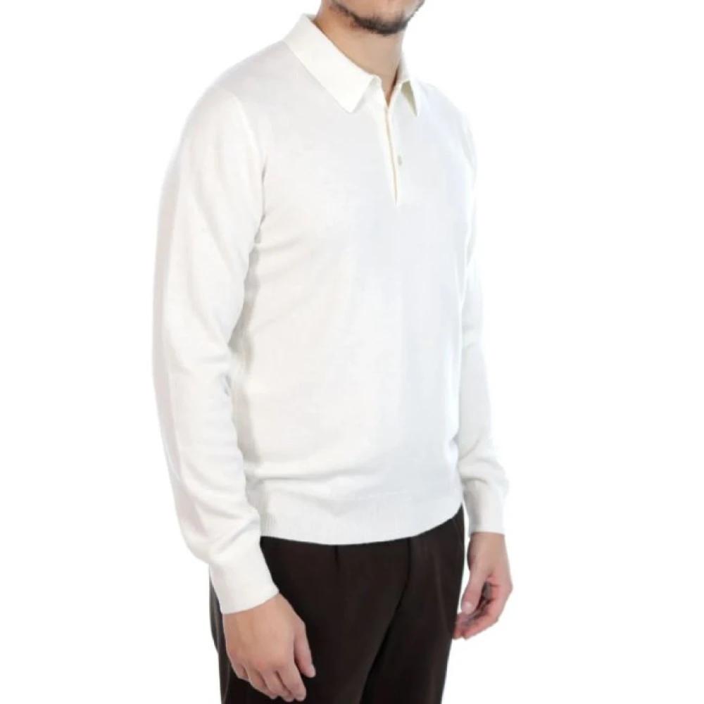 Gran Sasso Wol Kasjmier Polo Shirt Wit White Heren