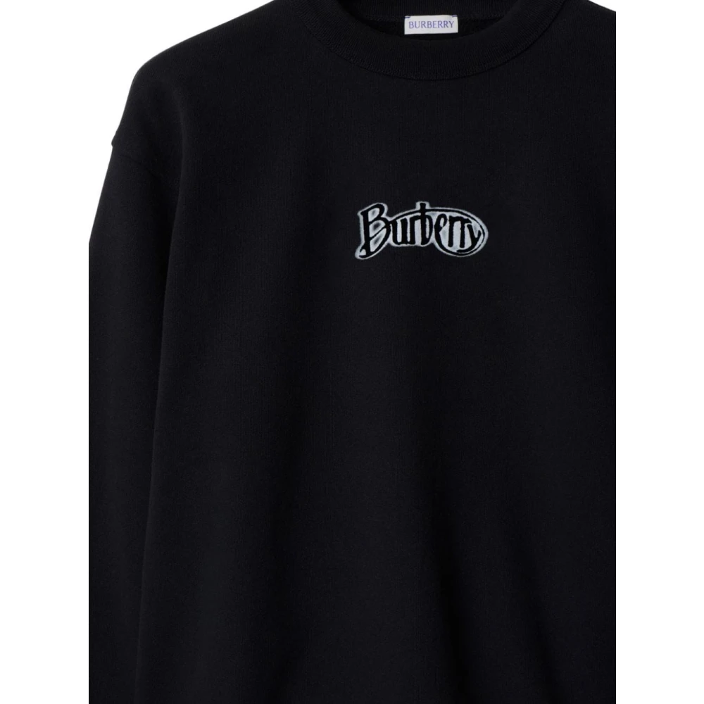 Burberry Zwarte Katoenen Ronde Hals Sweatshirt Black Heren
