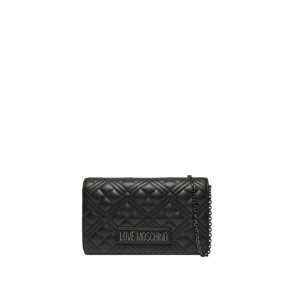 Moschino Zwarte schoudertas met gouden details Black Dames