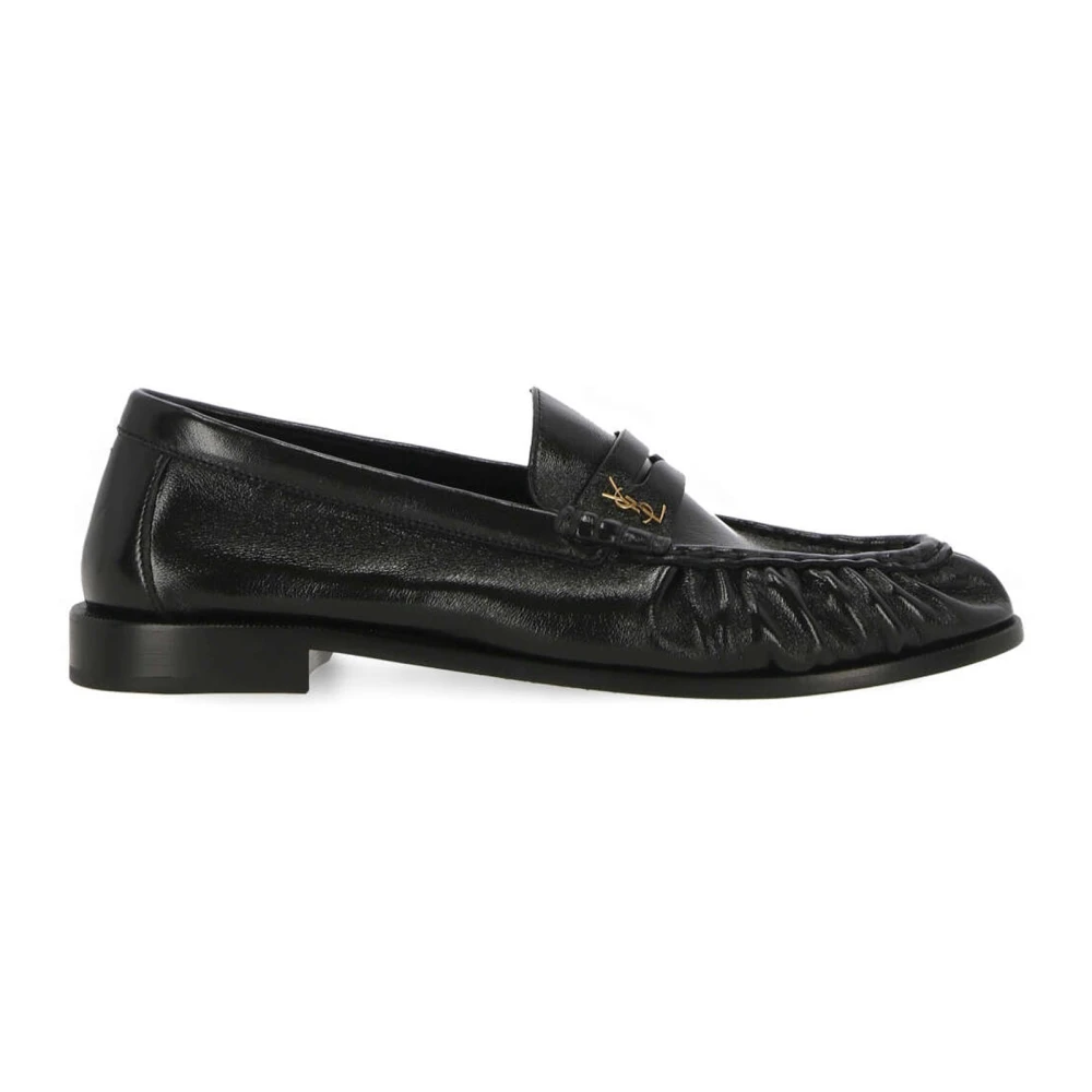 Saint Laurent Svarta Läder Loafer Skor Ss22 Black, Herr