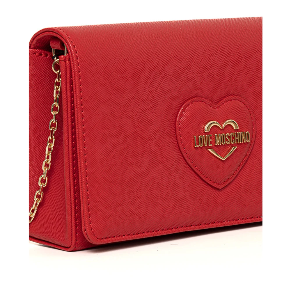 Love Moschino Schoudertas met Metalen Ketting en Logo Red Dames
