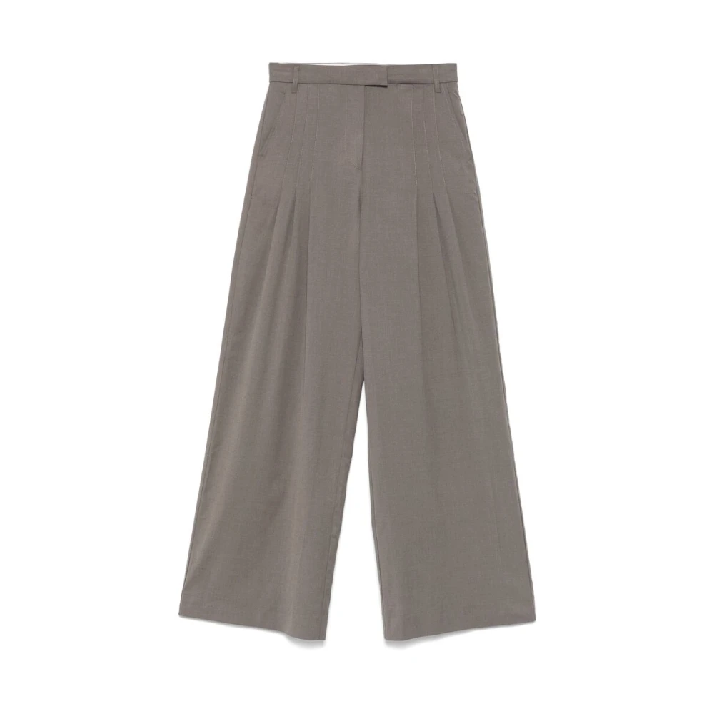Remain Birger Christensen Taupe Grijze Broek met Knopen Gray Dames