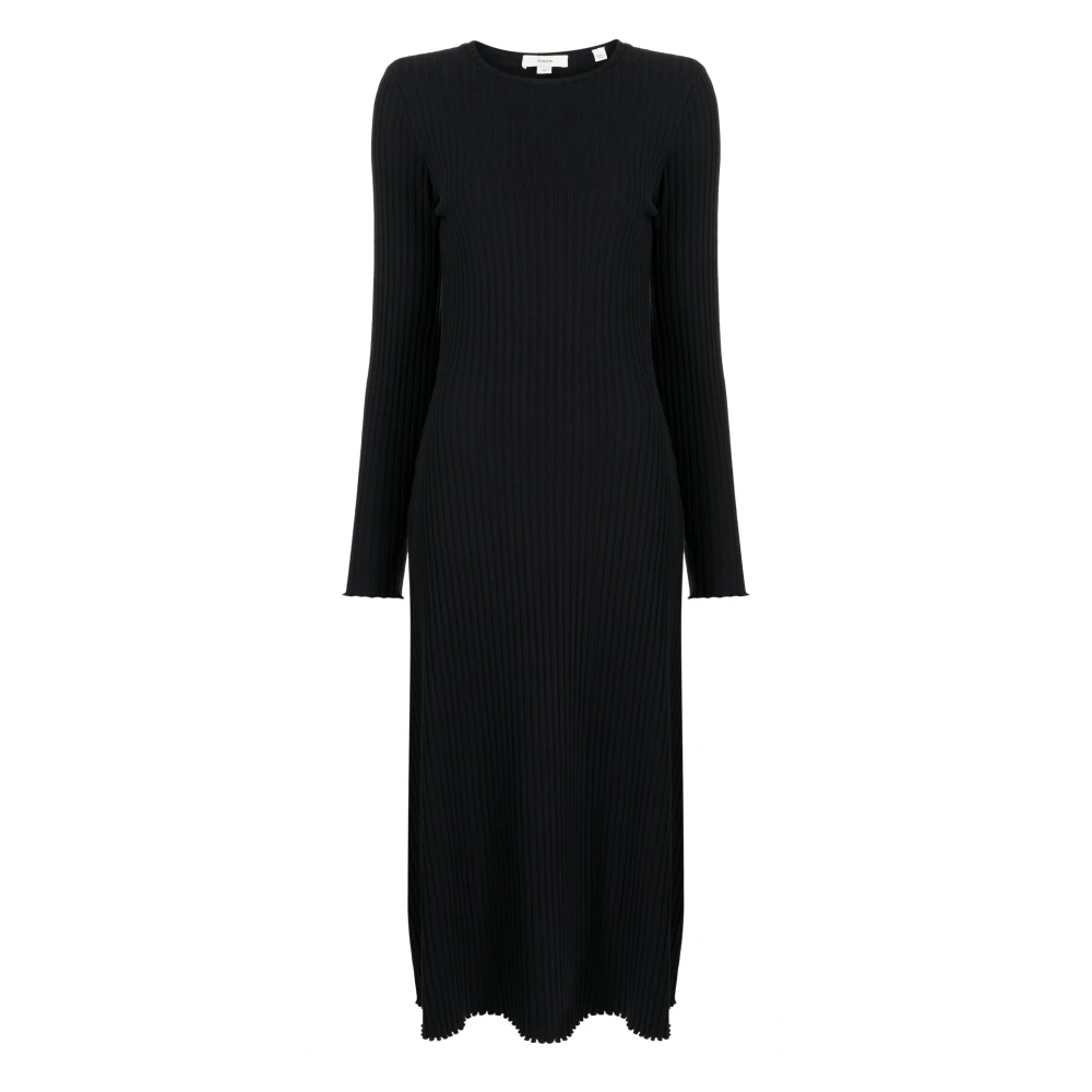Vince Zwarte Maxi Jurk met Rib Crew Neck Black Dames
