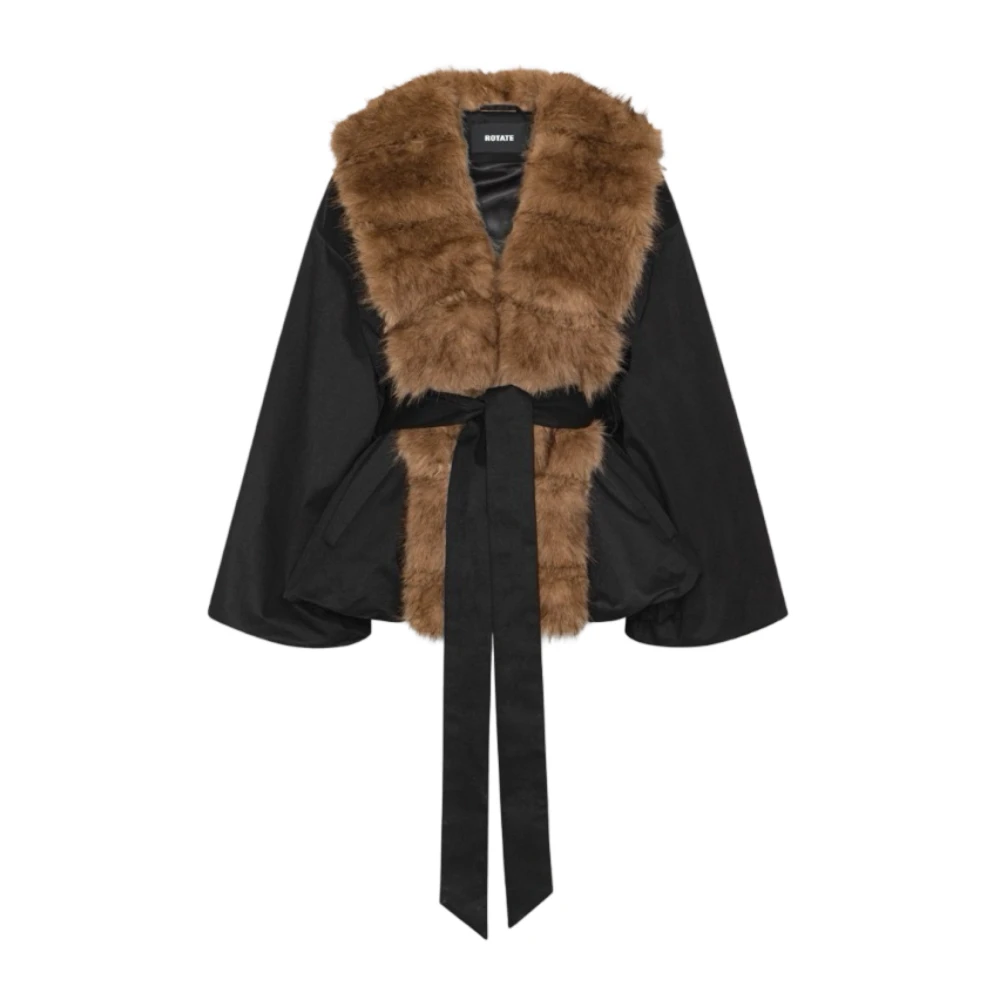 Rotate Birger Christensen , Faux Fur & Shearling Jackets, Female, Black, S, Faux Fur & Shearling Jackets