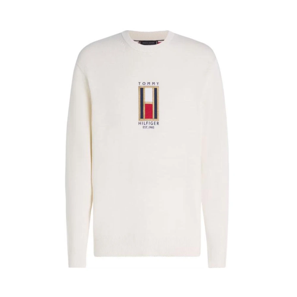 Tommy Hilfiger Grafische Crew Neck Sweater White Heren