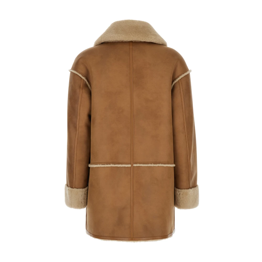 Urbancode Beige Merino Look Suedette Coat Brown Dames