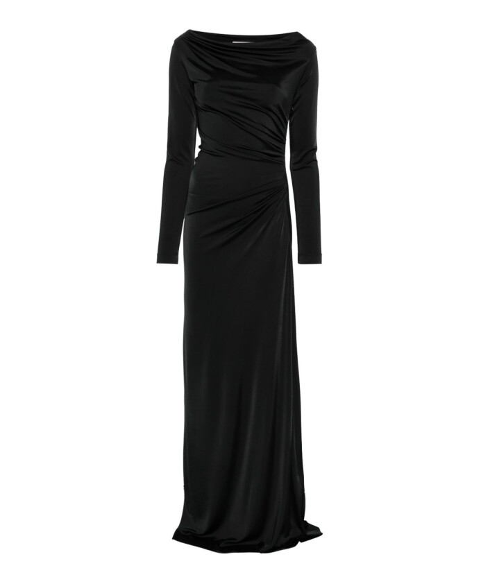 robe-noire-a-col-drape-cowl