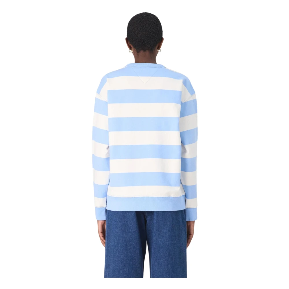 Tommy Hilfiger Blauw Gestreepte Logo Trui Blue Dames