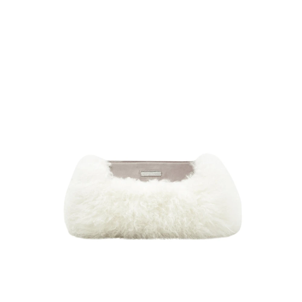 PESERICO Echte bont- en echt leren clutch tas White Dames