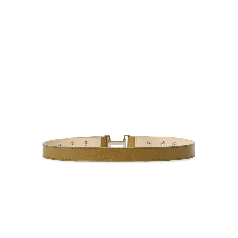 Iceberg Modderkleurige Alias leren riem met logogesp I Green Dames