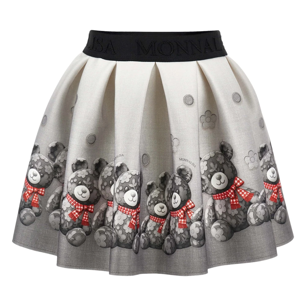Monnalisa , Kids Skirts, Female, Gray, 3 Y | 98 Cm, Neoprene Teddy Bear Skirt