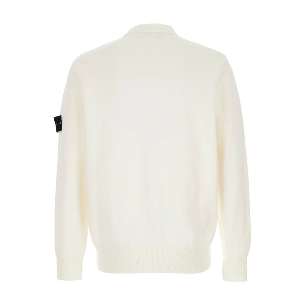 Stone Island Witte Ronde-Hals Gebreide Trui voor Mannen White Heren