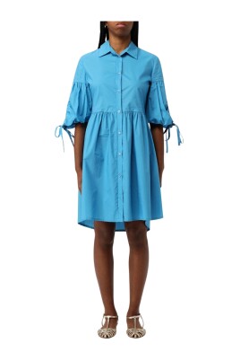 turquoise-puff-sleeves-aline-dress