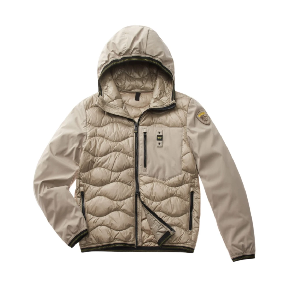 Blauer Beige Dunjacka För Vinteräventyr
