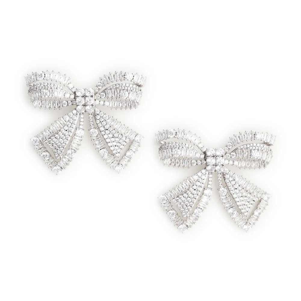 Self Portrait , Earrings, Female, Gray, One Size, Crystal Bow Earrings - Image 3