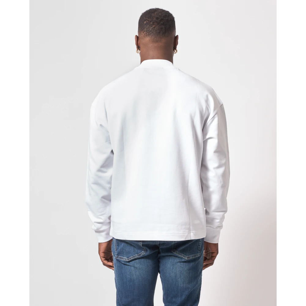 Hugo Boss Witte Sweater Straight Fit Lange Mouw White Heren