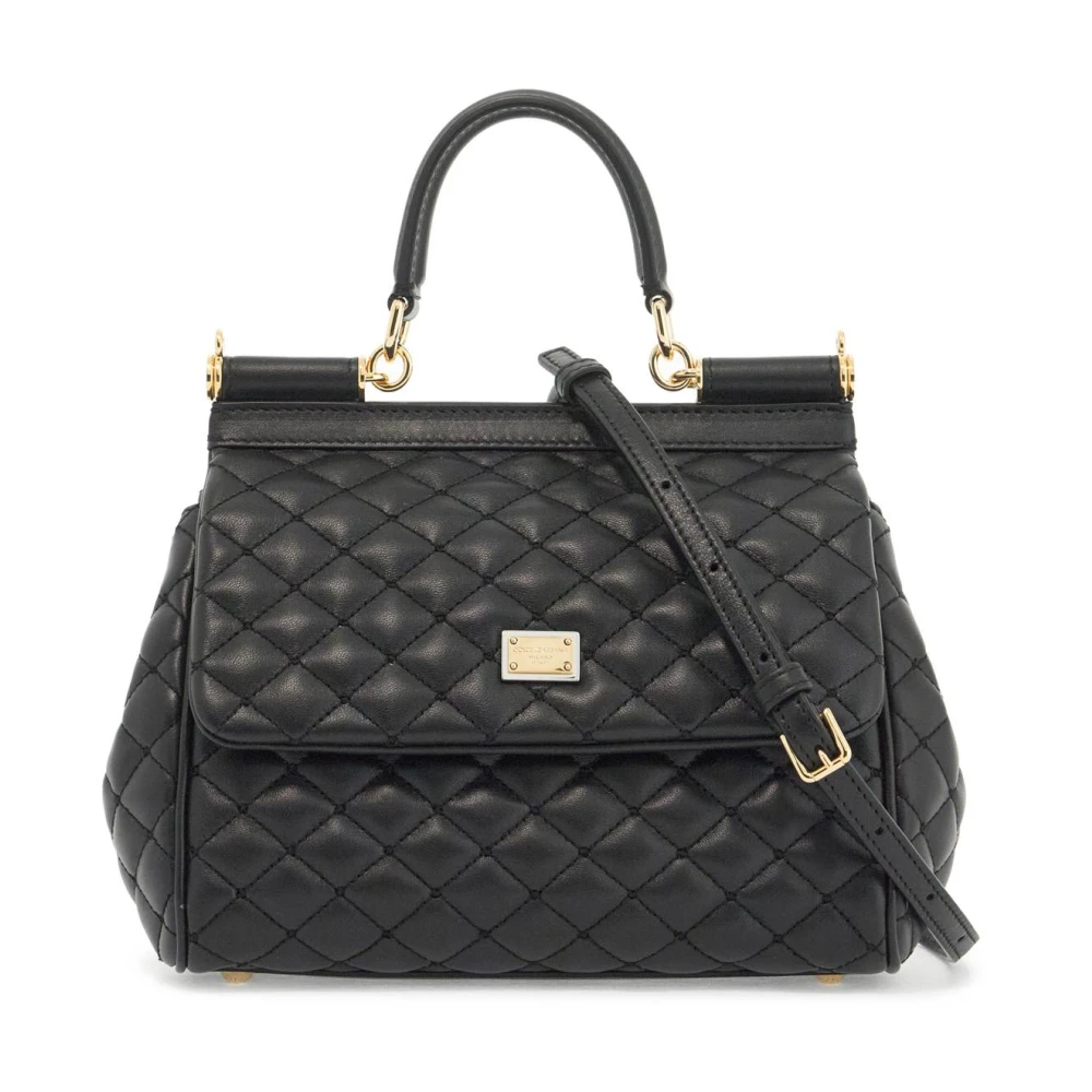 Dolce & Gabbana Gewatteerde Sicily Handtas met Luipaardprint Black Dames