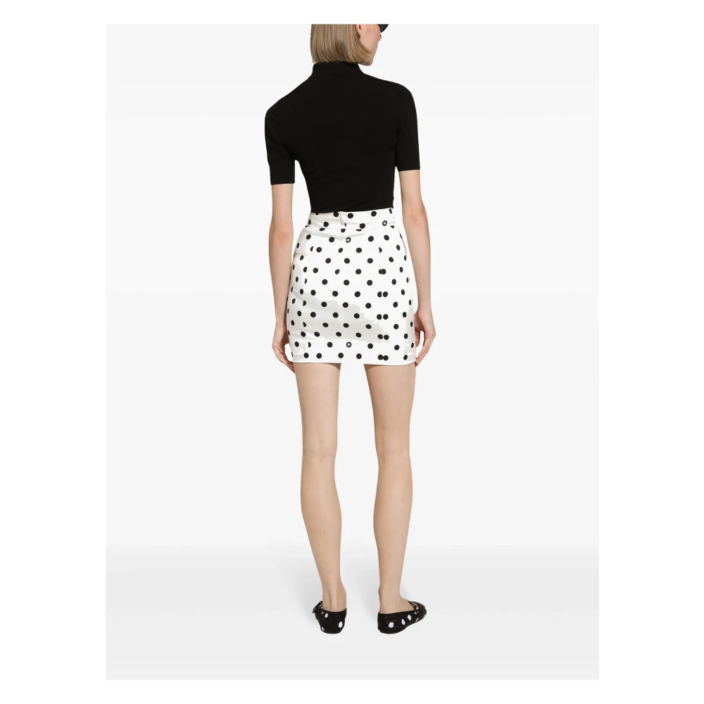 Dolce & Gabbana Witte Hoge Taille Zijden Rok White Dames
