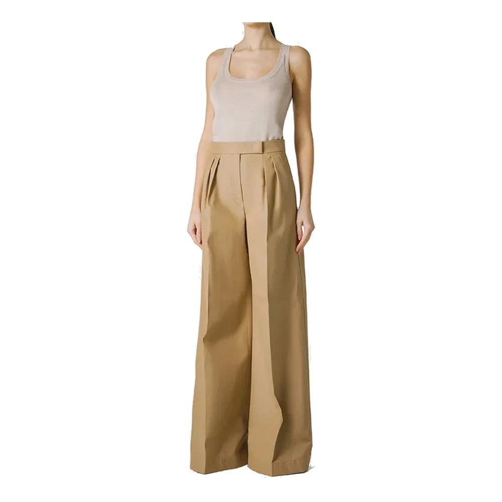 Max Mara Bruine Broek met Wijde Pijpen Brown Dames