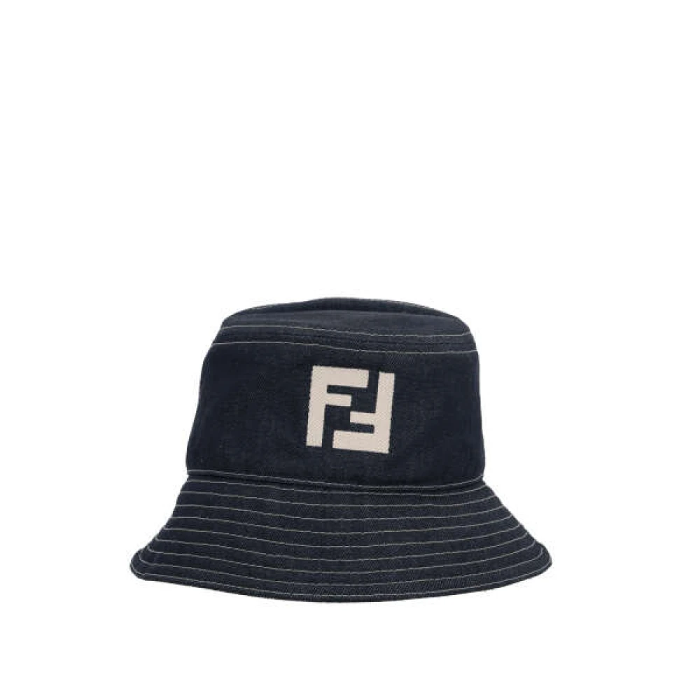 Fendi Blauw Katoen Denim Sjaal met FF Logo Blue Heren