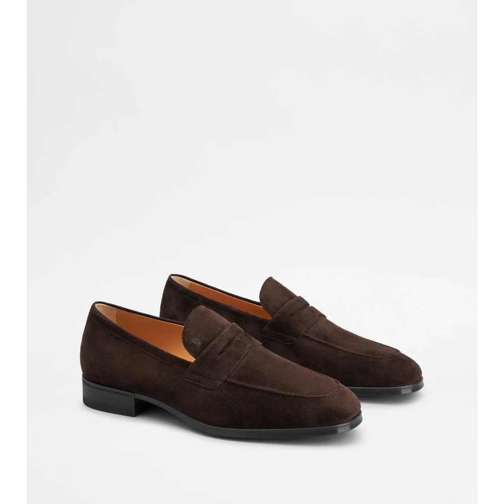 TOD'S Bruine Suède Mocassin Platte Schoenen Brown Heren