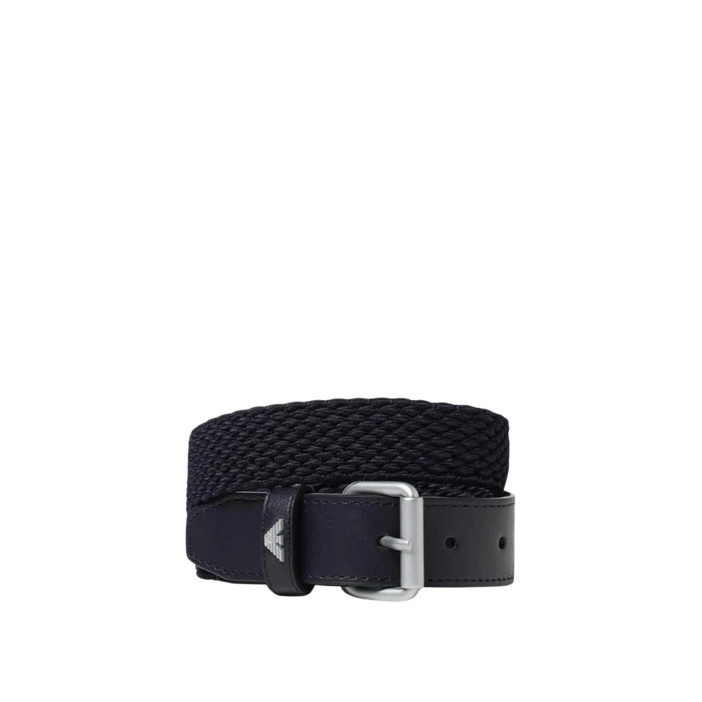 Emporio Armani Unisex Azul Cinturón De Cuero Tejido Talla 14