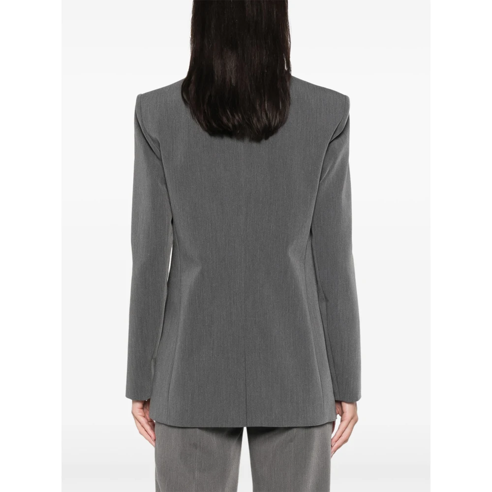 PATRIZIA PEPE Essentiële Viscose Twee-Knoop Jas Gray Dames