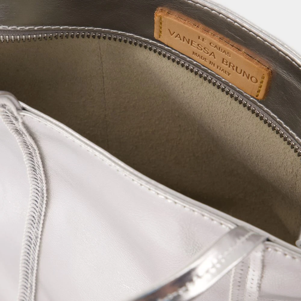 Vanessa Bruno Zilveren Leren Shopper Tas met Glitterhandvatten Gray Dames