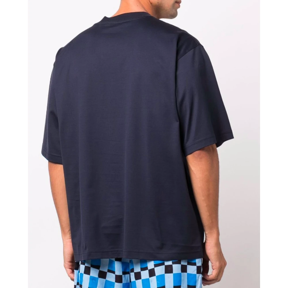 Marni Blauw Zwart Logo T-shirt Blue Heren