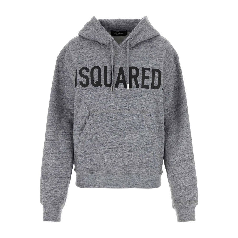 Dsquared2 Women's Gray Hoodies, Xs, Melange Grey Cotton Sweatshirt