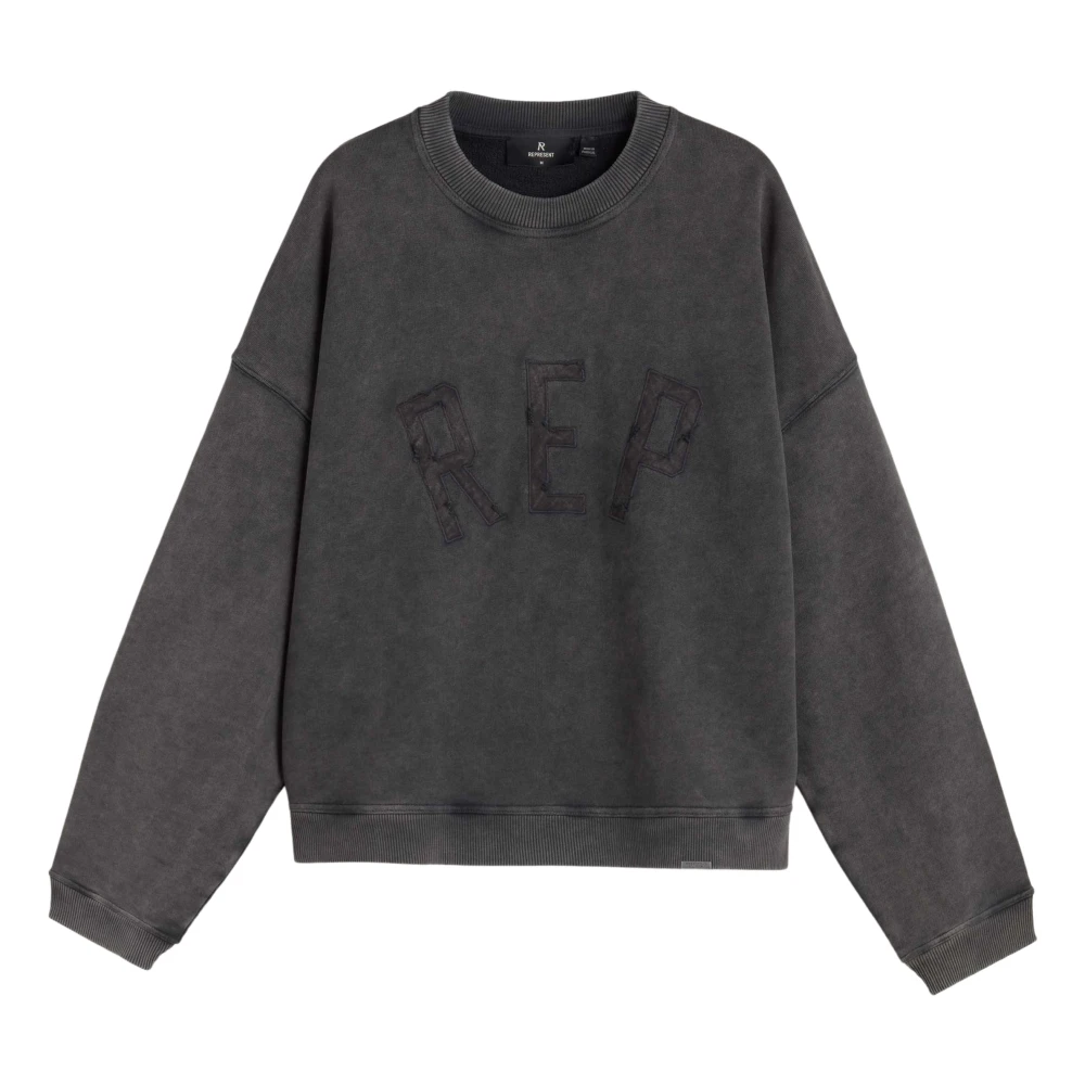 Represent Vintage Black Applique Sweater Gray Heren