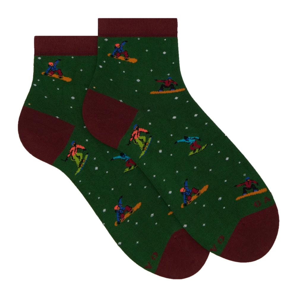Gallo Groene Snowboard Motief Lage Katoenen Sokken Multicolor Dames