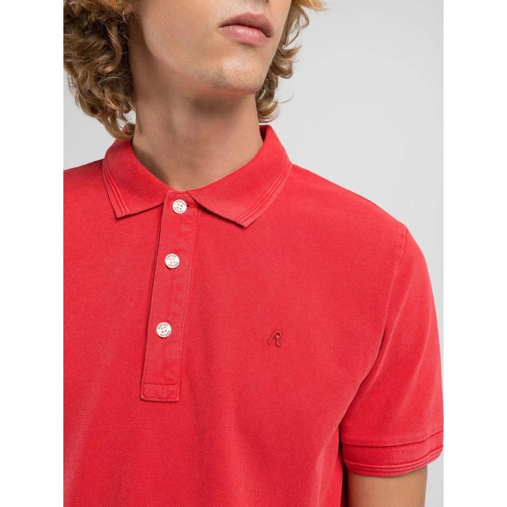 Replay Katoenen polo shirt met geborduurd logo Red Heren