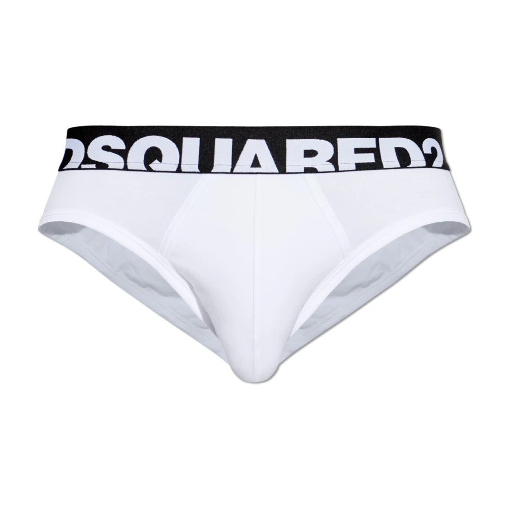 Dsquared2 Herr Vit Underkläder 2XL, Bomull, Cotton Briefs With Logo