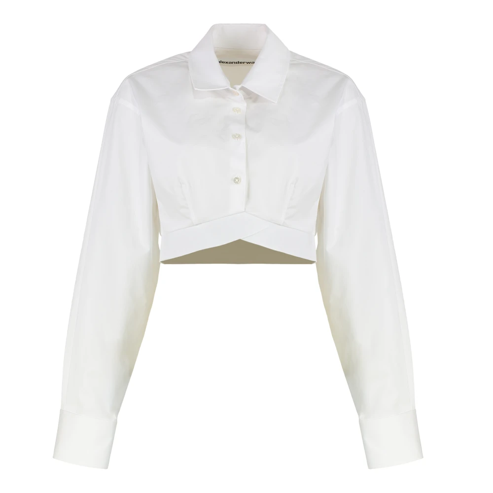 Alexander wang Geknipte Katoenen Shirt Elastische Taille White Dames
